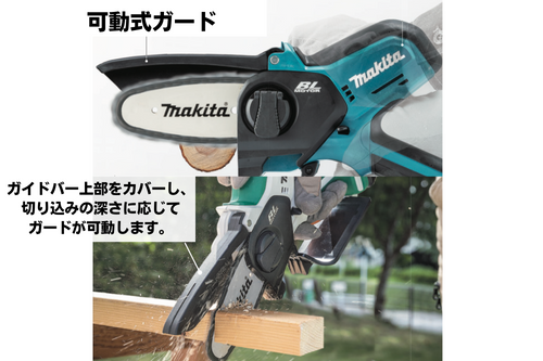 マキタ充電式ハンディソーの安全構造
